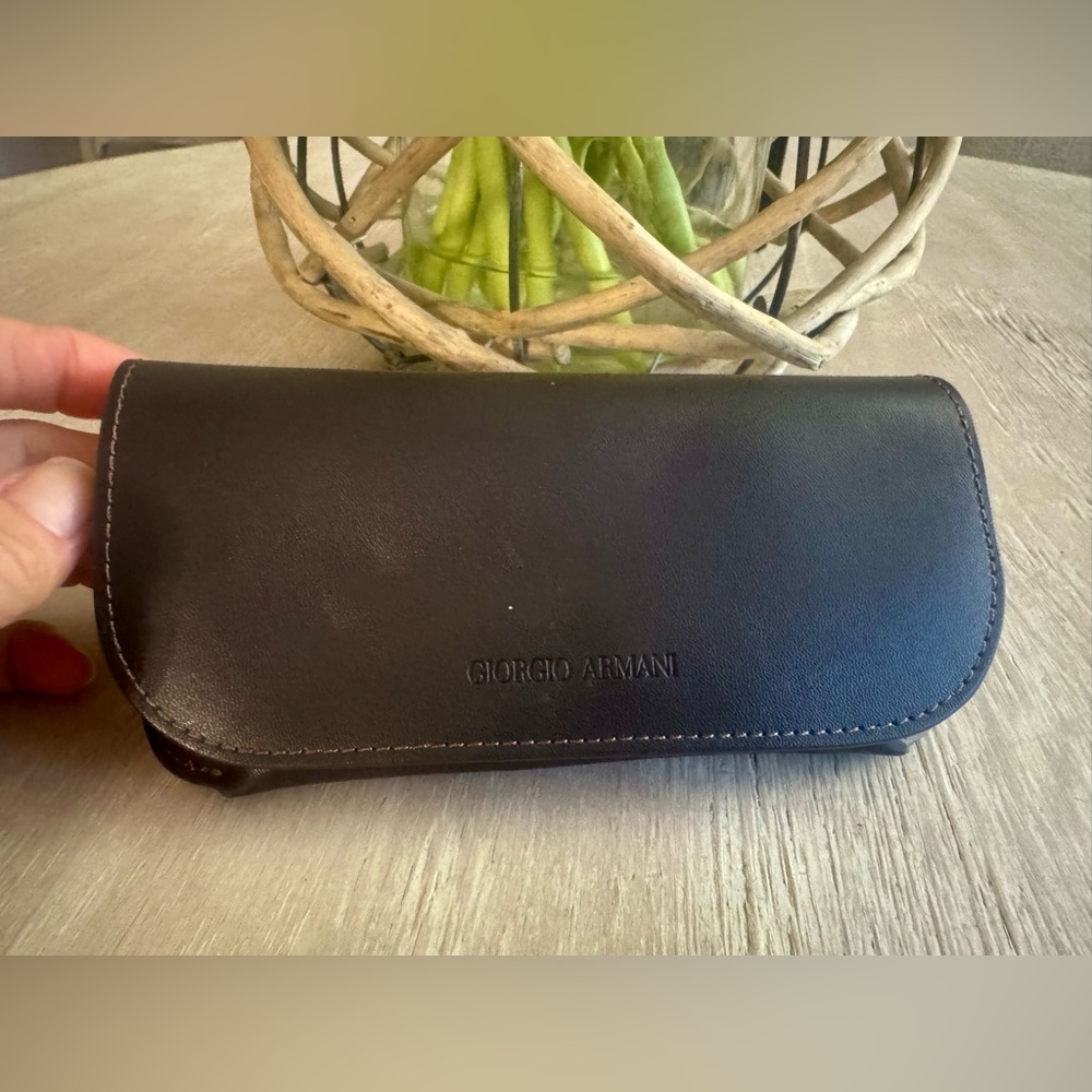 Giorgio Armani Brown Leather Eyeglasses Case